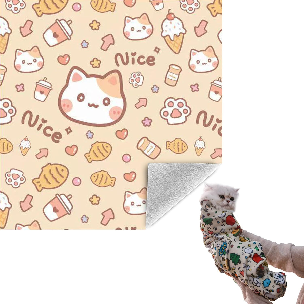 35.5" Cat Grooming Wrap Cat Wrap for Cutting Nails Cat Restraint for Nail Clipping Cat Swaddle Wrap