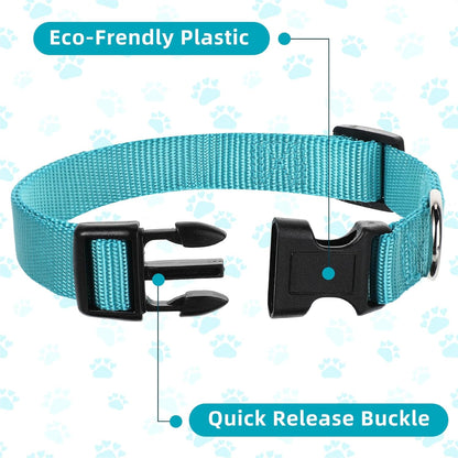9 Pieces Adjustable Dog Collar for Animal, Soft Nylon Pets Puppy Collar with Quick Release Buckle