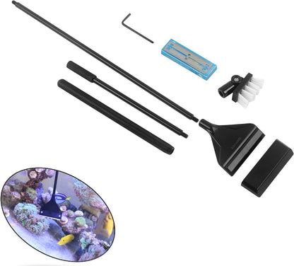 Aquarium Algae Scraper Cleaner Brush with 10 Stainless Steel Blades for Fish Reef Plant Glass Tank