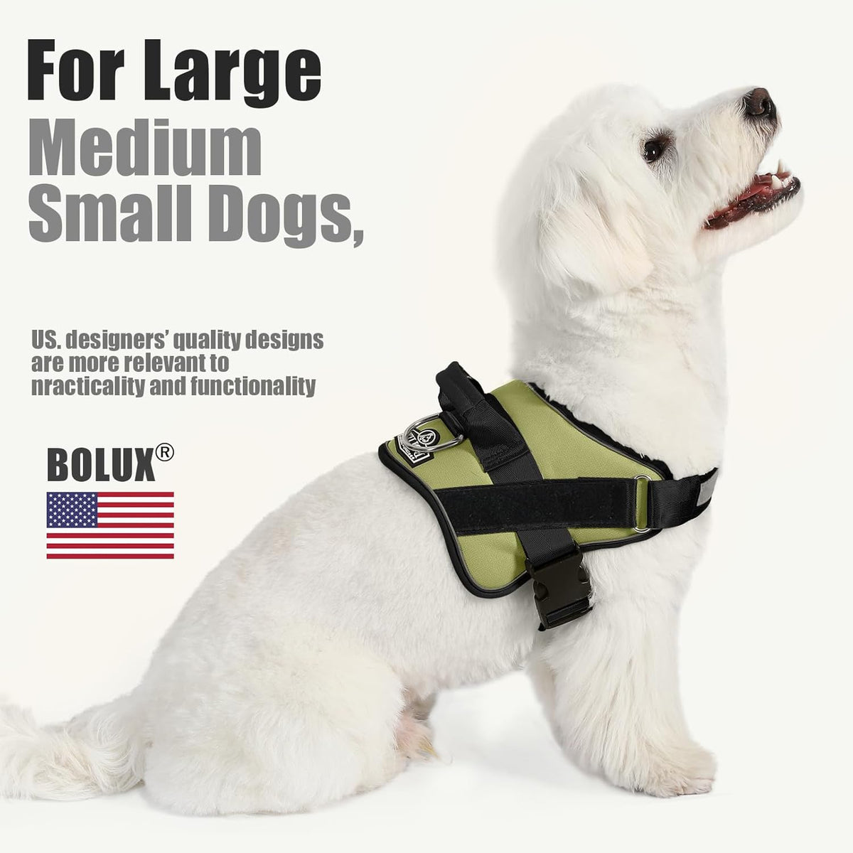 Bolux Dog Harness, No-Pull Reflective Dog Vest, Breathable Adjustable Pet Harness with Handle for