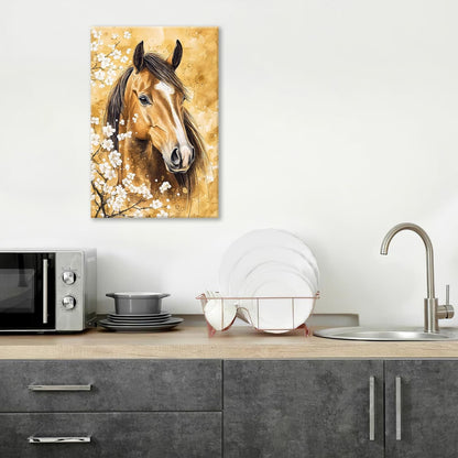 Horse Wall Art Canvas Rustic Horse Wall Decor Prints Framed Painting Farmhouse Flower Pictures