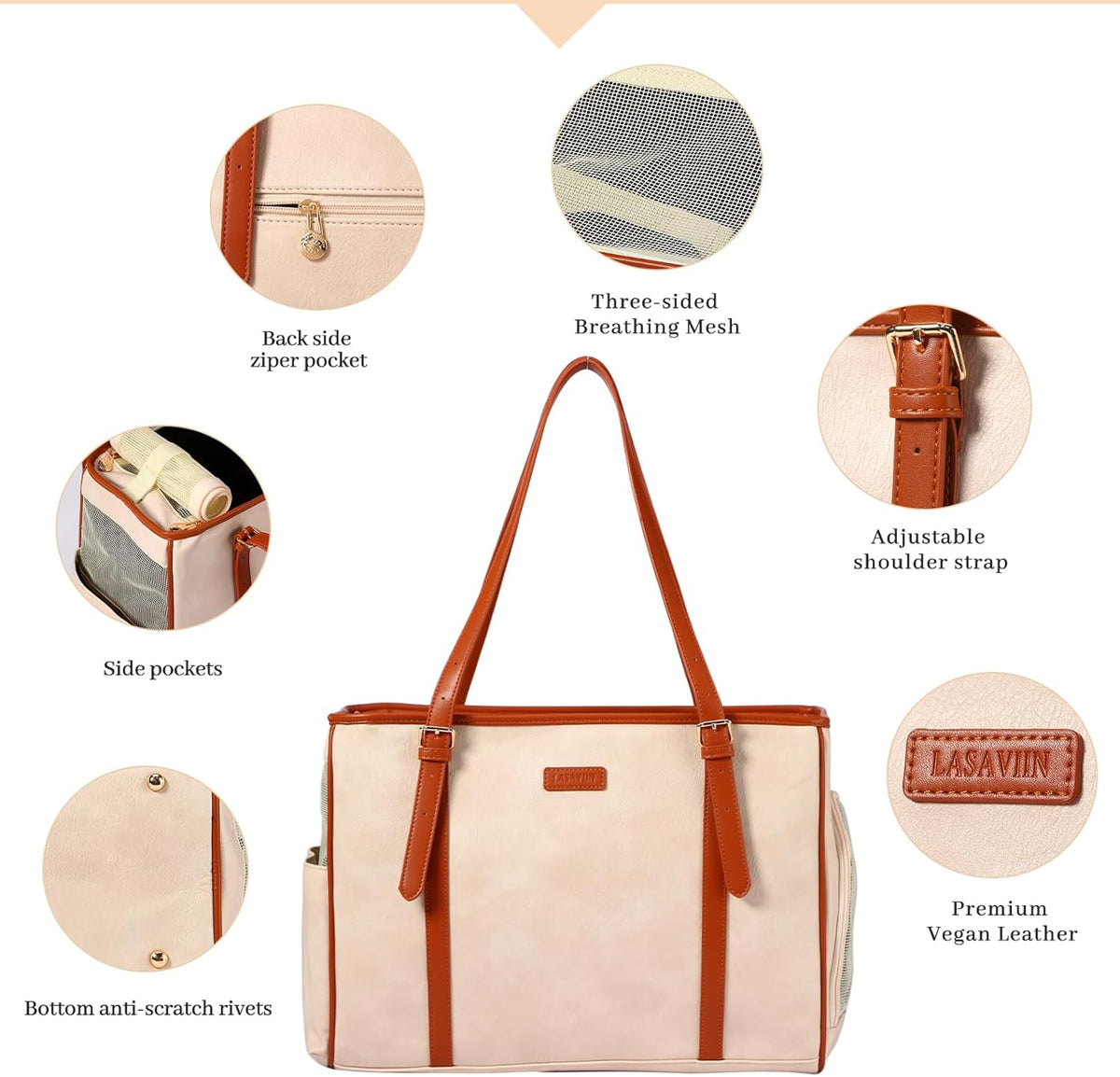 Fashion Dog Purse Pet Carrier Leather Bag for Small Dogs Cats Puppy, Portable Tote Bag Airline
