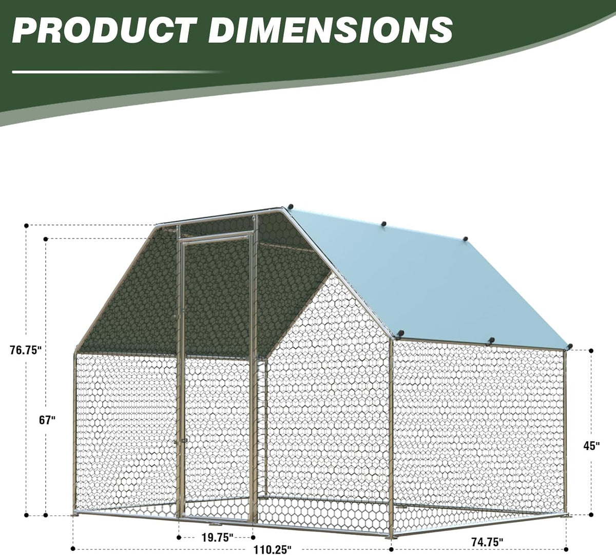 4ever2buy Chicken Runs for Yard with Cover, Large Metal Chicken Run Walk in Metal, Outside Dog