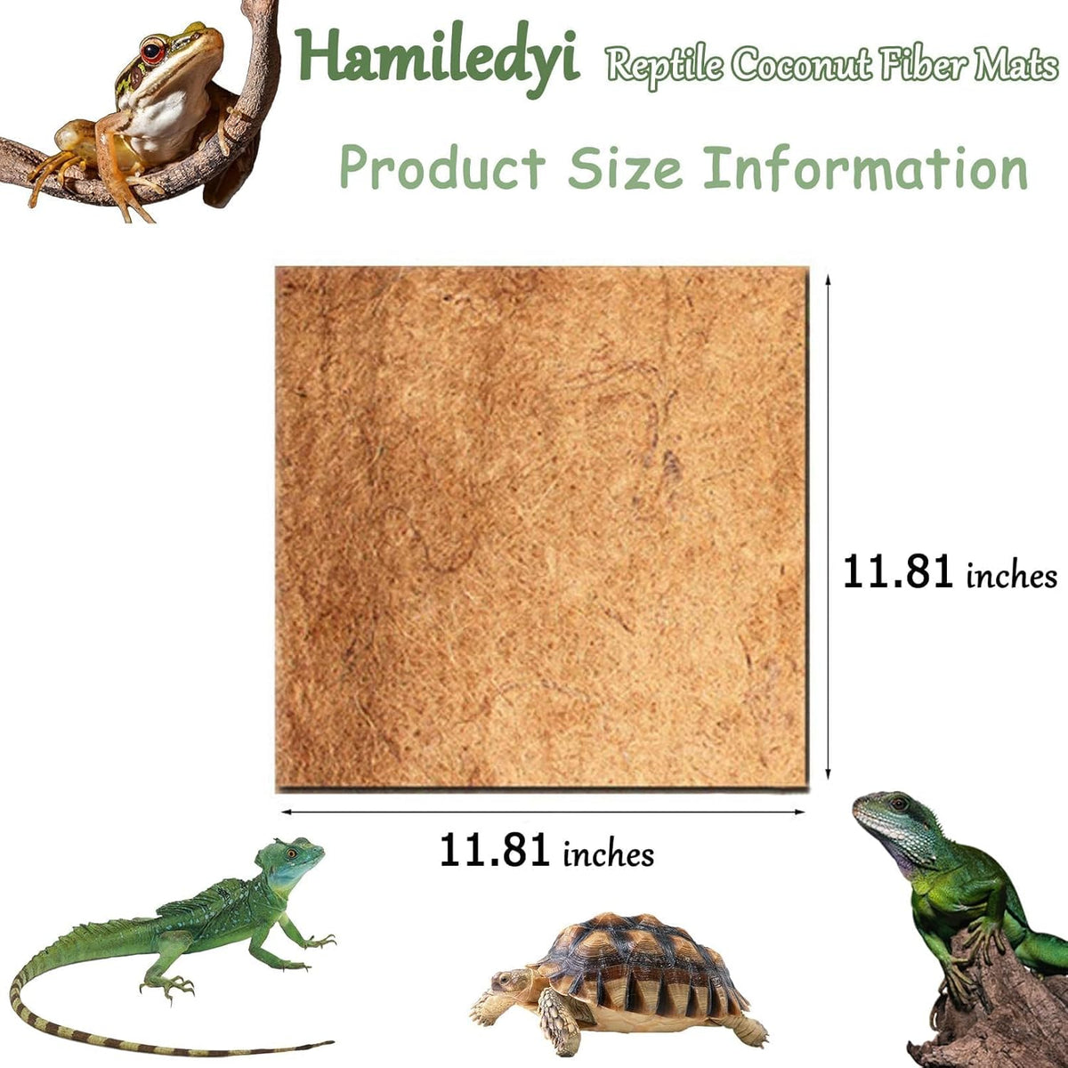 Hamiledyi Reptile Carpet Natural Coconut Fiber Tortoise Carpet Mats for Pet Terrarium Liner Reptile