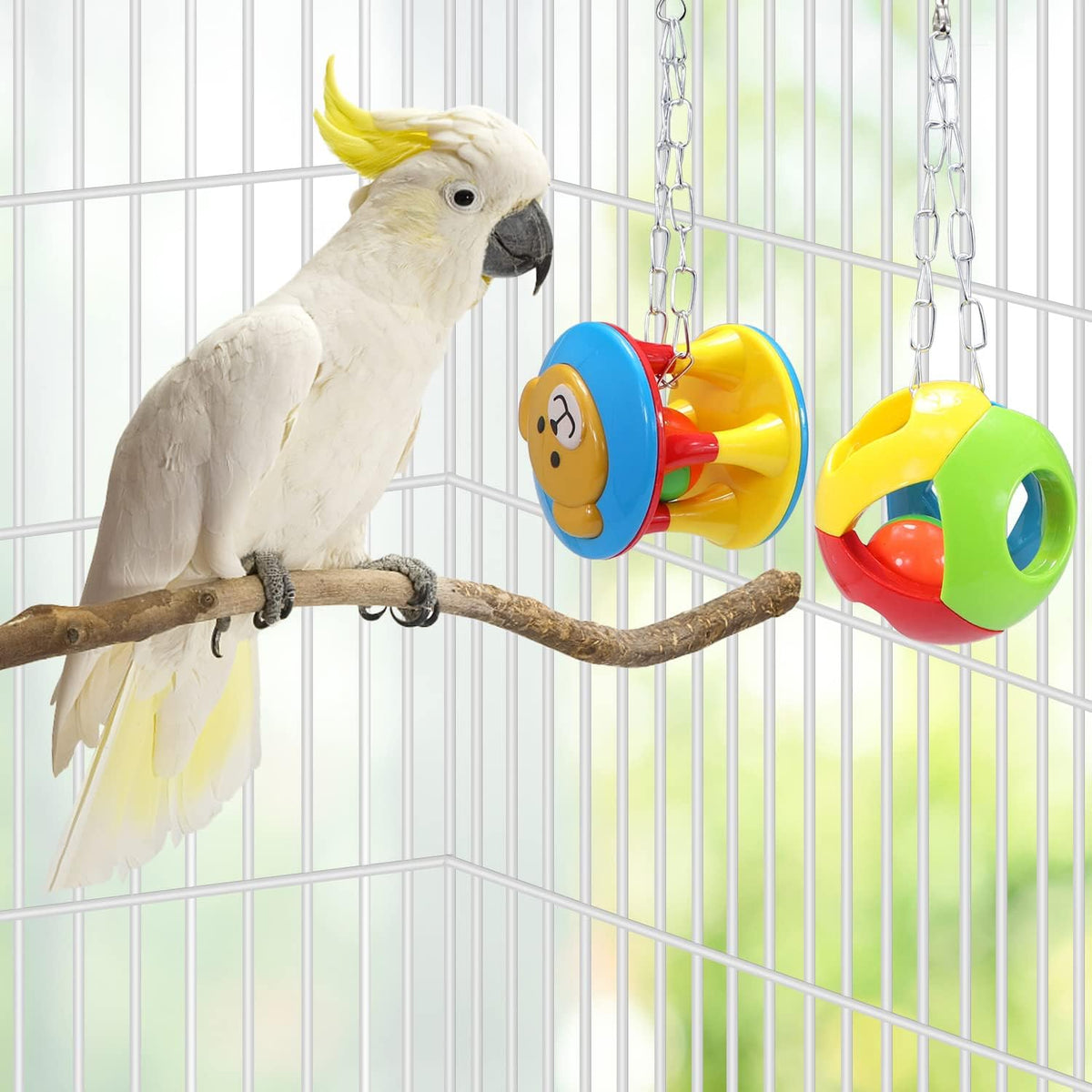 Litewoo 3 Pack Bird Chew Toy Bells Balls Set Parrot Training Toy Cage Accessories for Parakeet