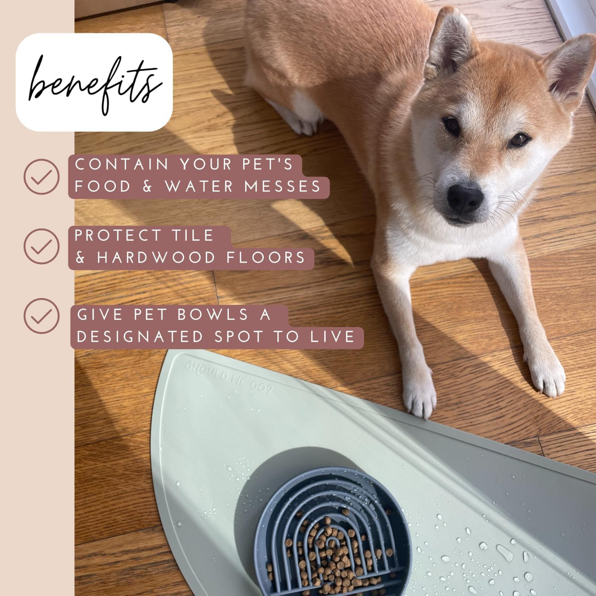 Waterproof Silicone Pet Food Mat - Non-Slip, Spill-Proof Feeding Mats for Floors, Raised Edge
