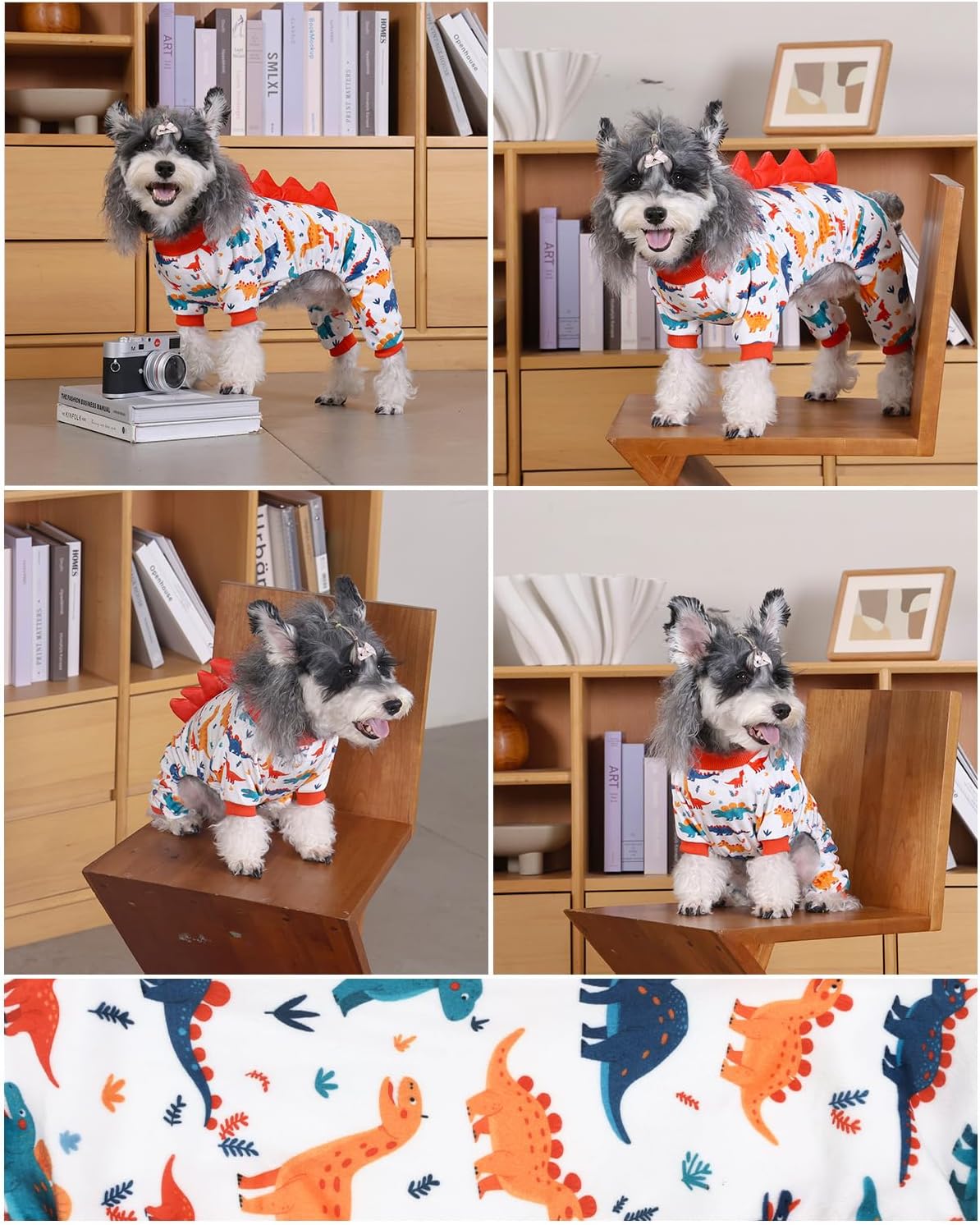 CuteBone Dinosaur Costume Dog Pajamas, Stretchy Spandex Crystal Velvet Sleepwear Coat for Small