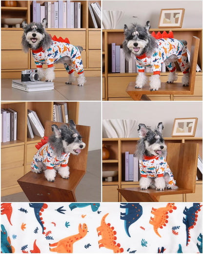 CuteBone Dinosaur Costume Dog Pajamas, Stretchy Spandex Crystal Velvet Sleepwear Coat for Small