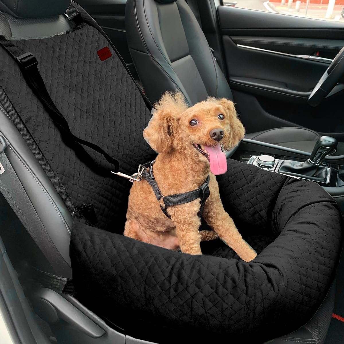 Dog Car Seat for Small Medium Dogs Up to 40lbs, Detachable Washable Soft Pet Booster Travel Bed for