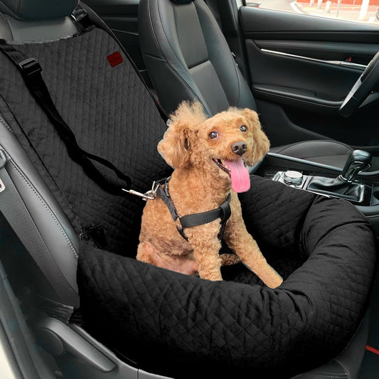 Dog Car Seat for Small Medium Dogs Up to 40lbs, Detachable Washable Soft Pet Booster Travel Bed for