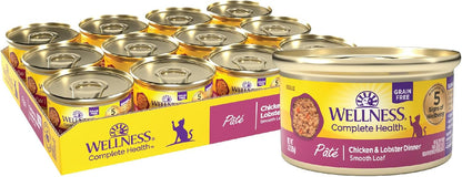 Wellness Complete Health Pate Adult Wet Cat Food, Natural, Protein-Rich, Grain Free, 3 Ounce, 24