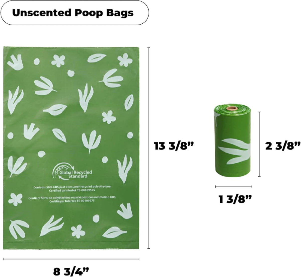 Best Pet Supplies Poop Bags for Dogs, 50% Post-Consumer Recycled Content dog waste bags on rolls