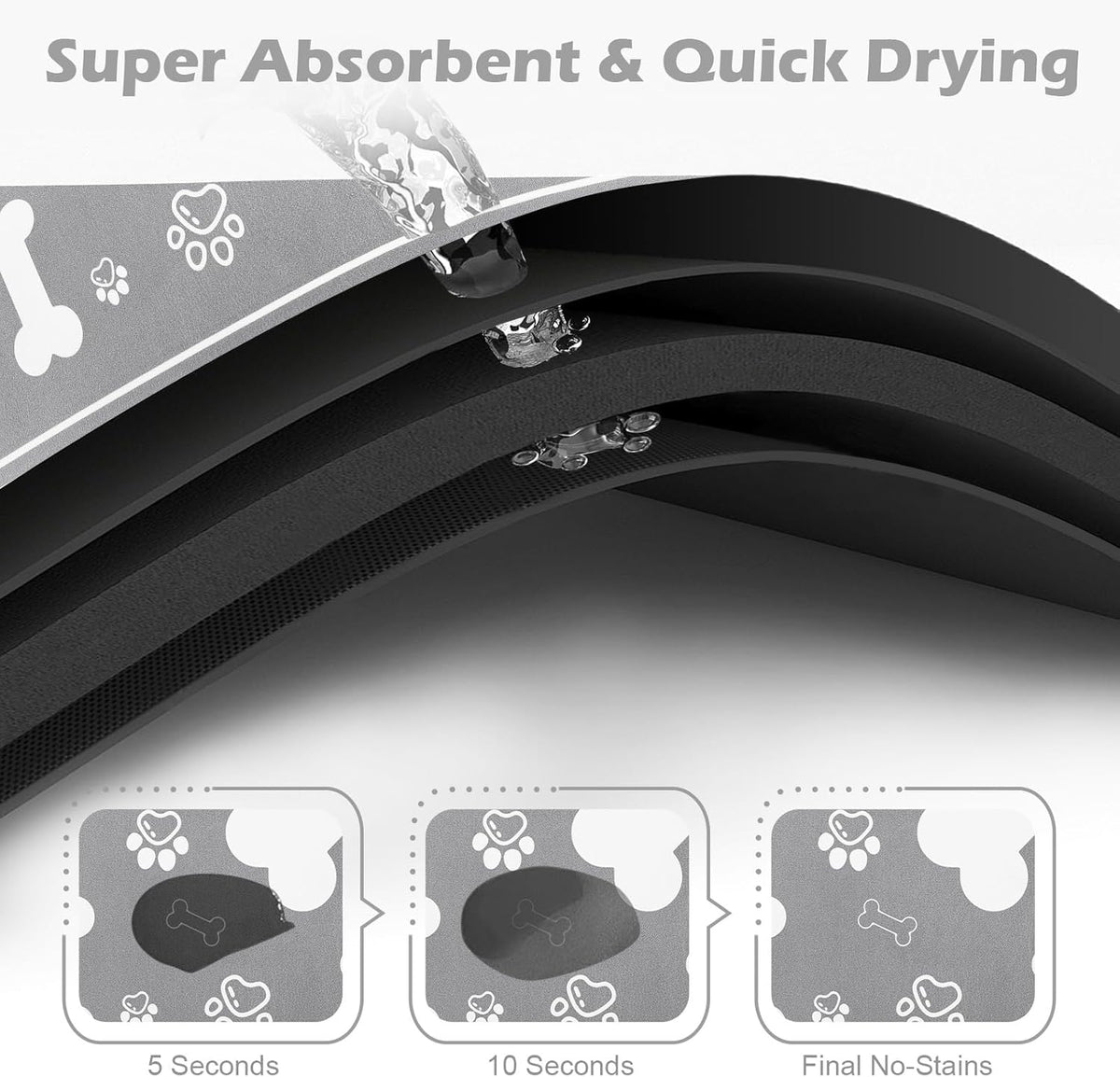Pet Feeding Mat,Rapid Absorbent Mats for Dog Cat Food, Dog Placemat Water Bowl Mat with Rubber