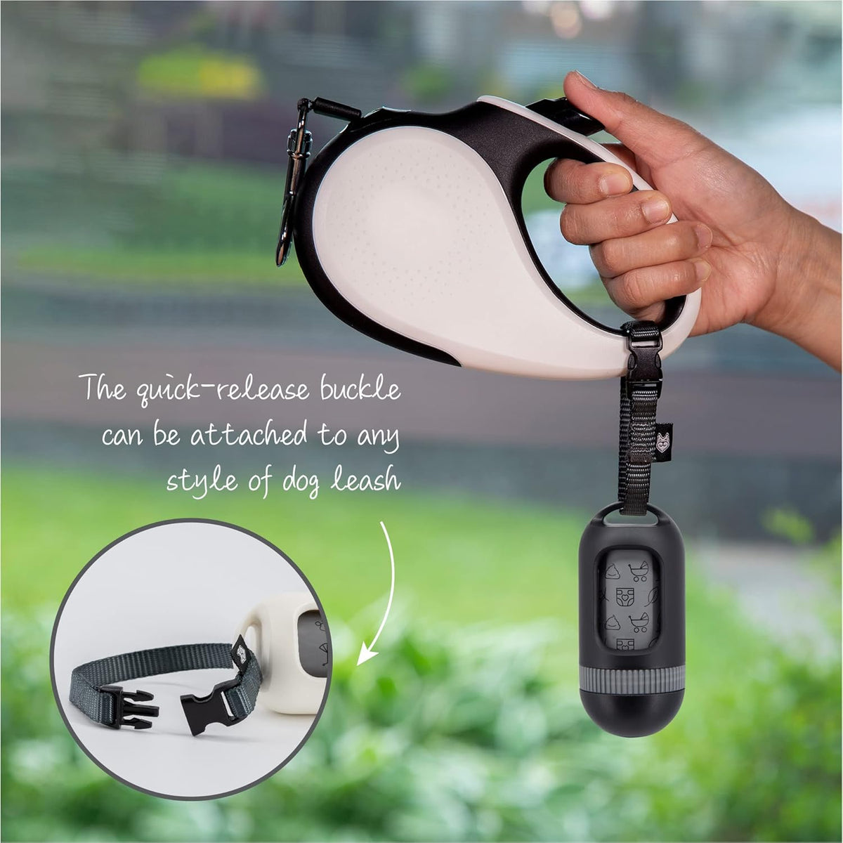SVD.PET Dog Poop Bag Dispenser, Retractable Waste Bag Fits Any Dog Leash, Leak-Proof Waste Bags