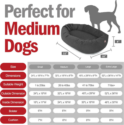 Majestic Pet 32 Inch Suede Calming Dog Bed Washable 32x23x7 (Inch) – Cozy Soft Round Donut Dog Bed