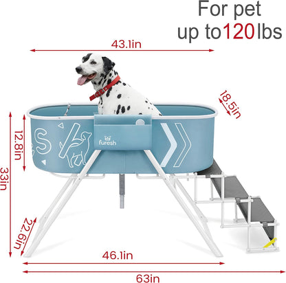 Big Dipper Dog Bath Tub with Stairs, Elevated Portable Foldable Wash Station with Steps for
