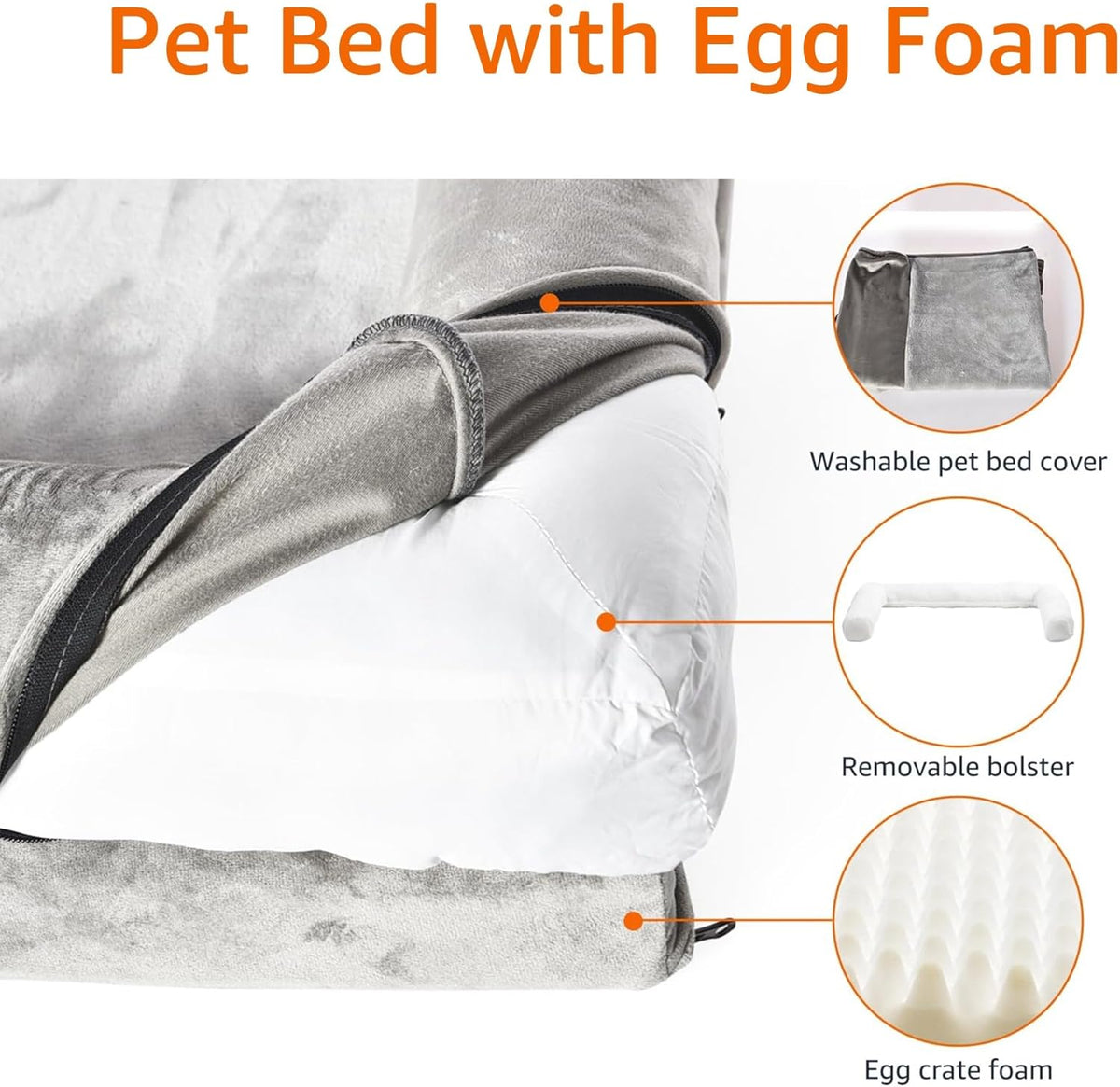 Amazon Basics Dog Bed with Cooling Gel Memory Foam, Pressure-Relief Support for Dogs up to 90lbs