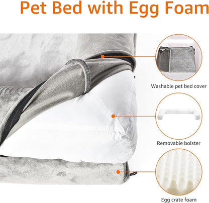 Amazon Basics Dog Bed with Cooling Gel Memory Foam, Pressure-Relief Support for Dogs up to 55lbs