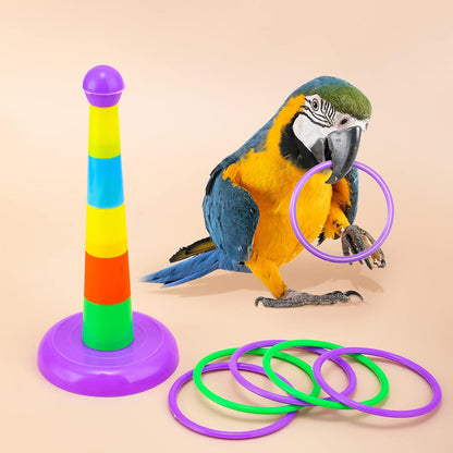 10 Bird Training Toys - Parrot Intelligence Toys for Parakeet, Cockatiel, Macaw - Includes Bowling