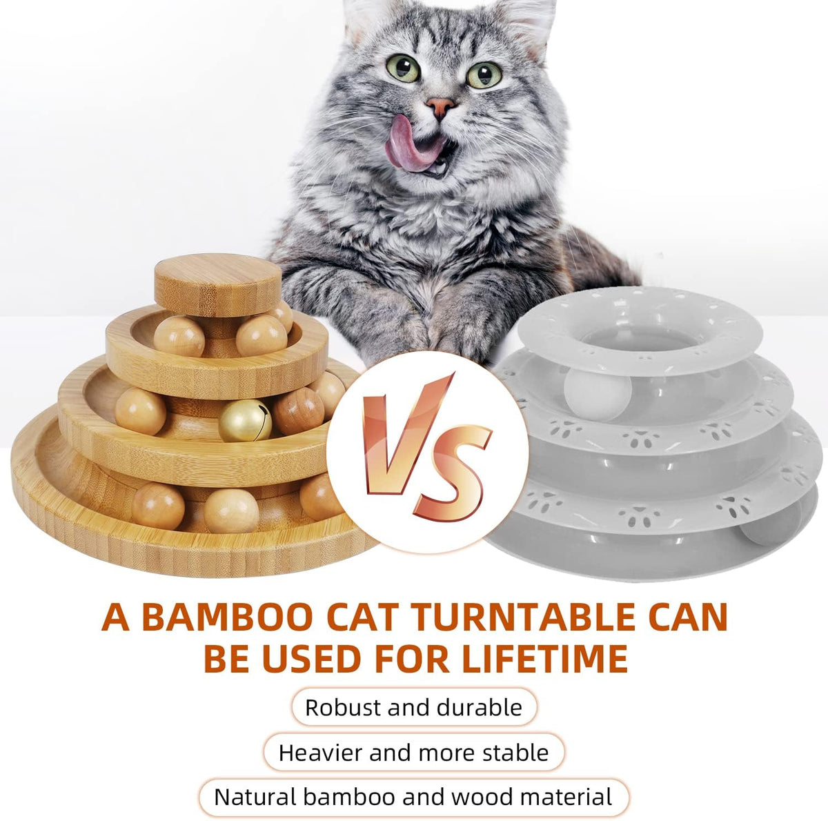 Cat Ball Track Toy,Kitty Toys Roller,3-Level Ball Tower with 9 Removable Balls,Interactive Cat Toy
