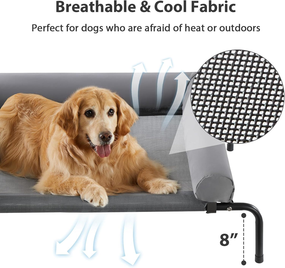 RRPETHOME Large Elevated Cooling Dog Bed, Raised Dog Cot Beds for Large Dogs, Elevated Outdoor Pet