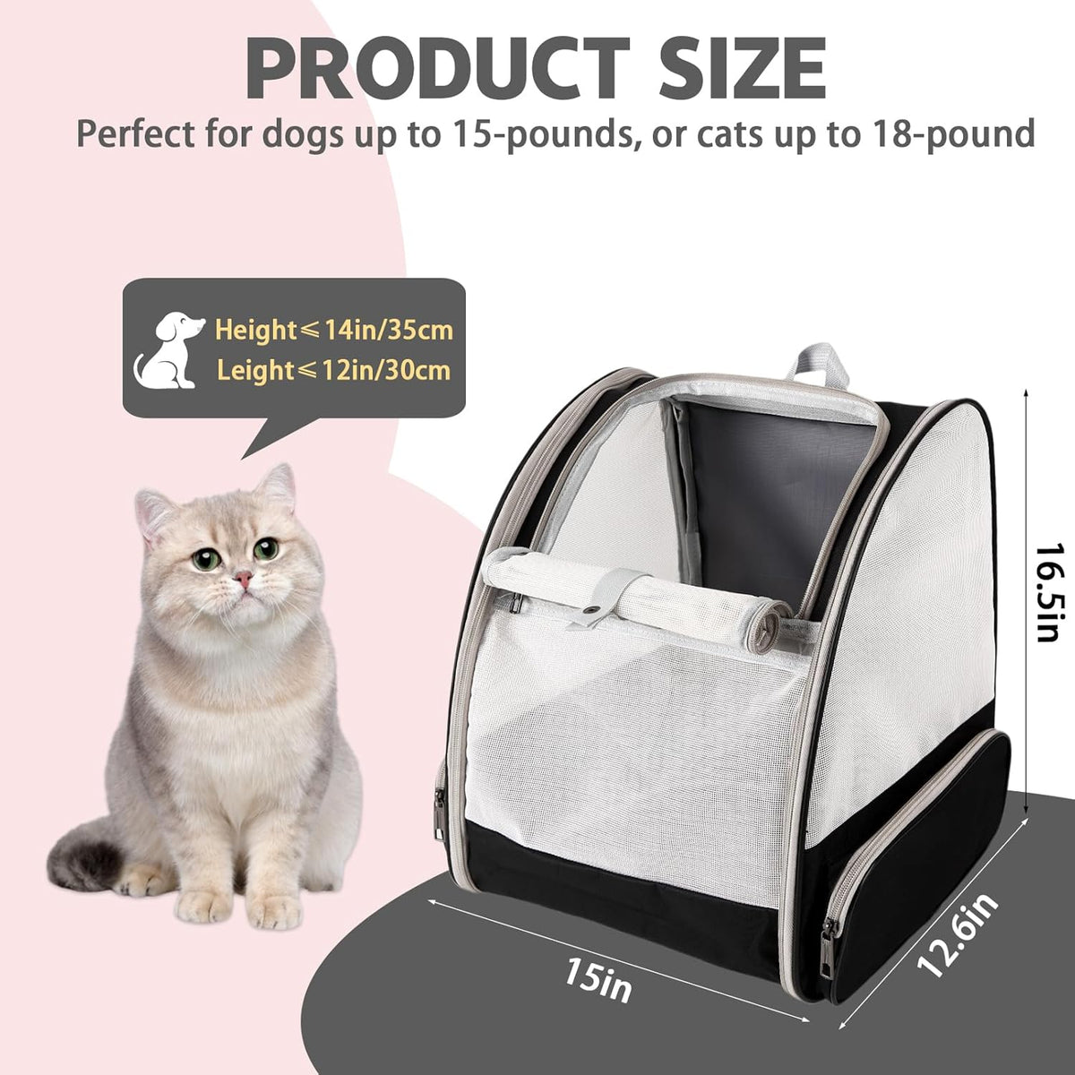 Cat Backpack Carrier,Pet Carrier Airline Approved for Small Dog Cat Puppy Kitten Bunny,Ventilated