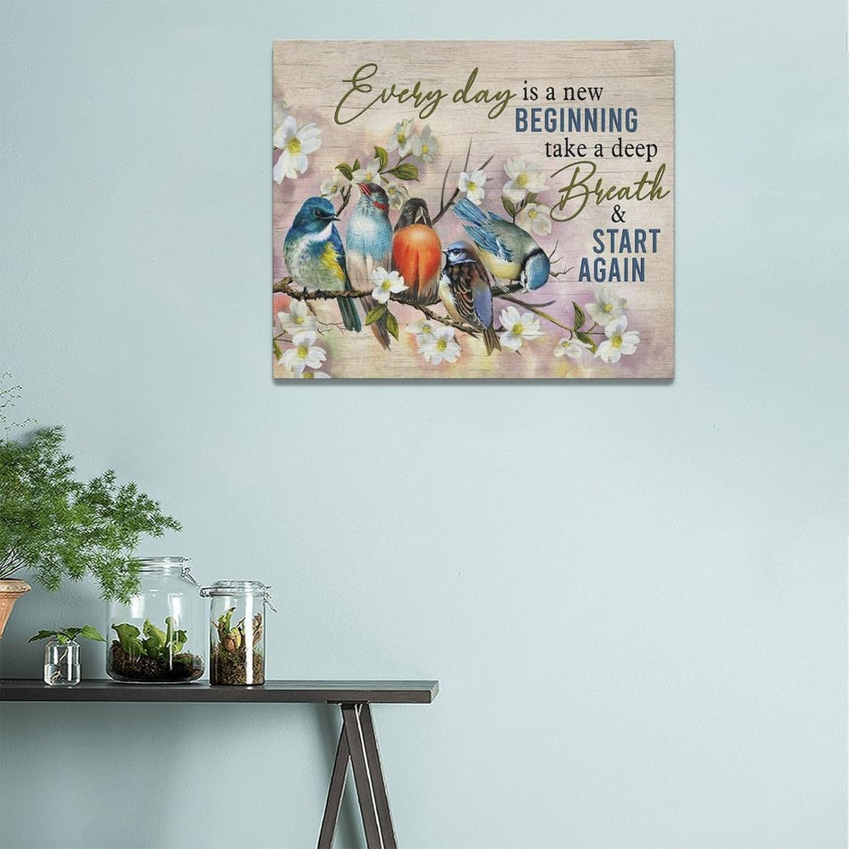 Bird Wall Art Farmhouse Flower Branch Pictures Rustic Country Birds Wall Decor Floral Canvas Print