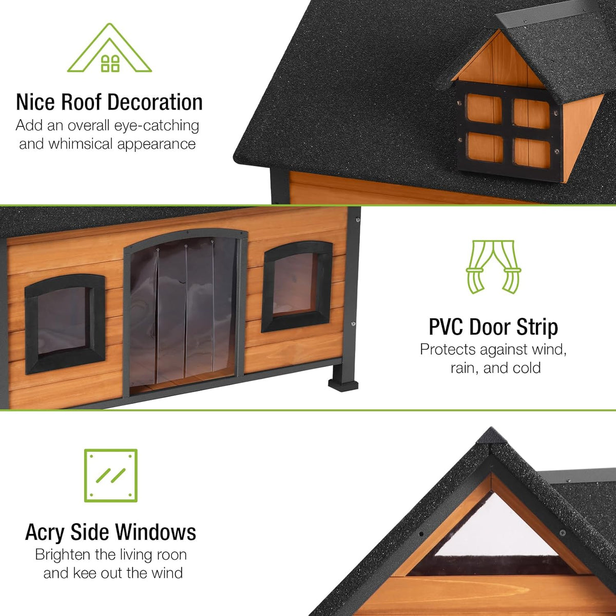 GUTINNEEN Dog House Outdoor with Strong Metal Frame Dog Kennel for Small Medium Large Dogs Puppy