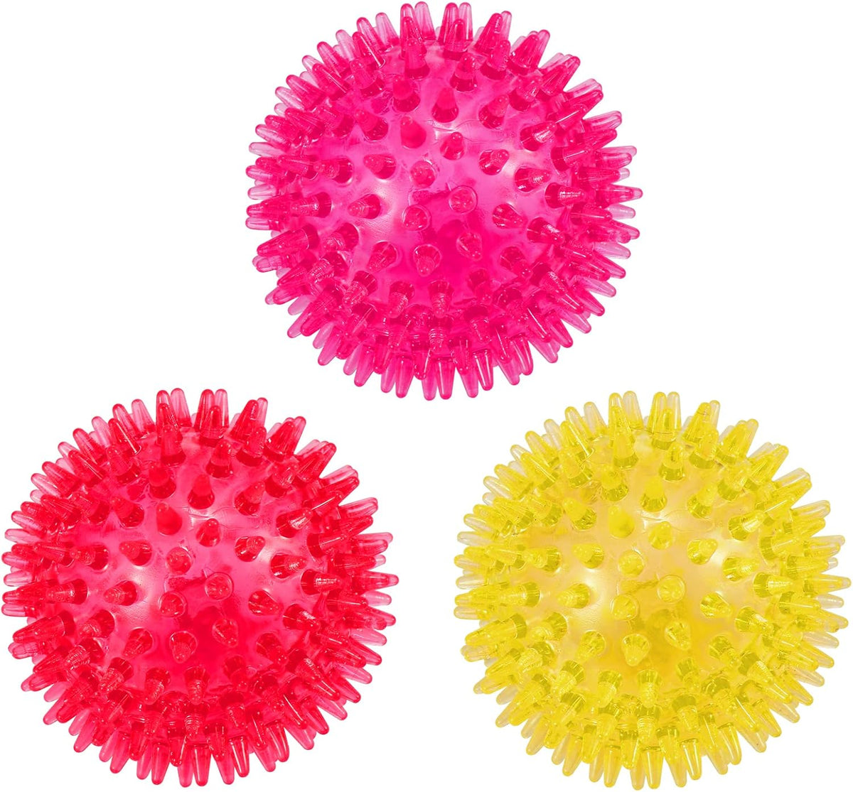 Petizer 3-Pack 3.5" Squeaky Dog Toy Balls - Floating Pool Balls, Spiky Interactive Fetch Toys for