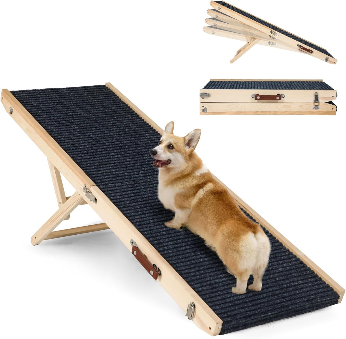 Foldable Dog Ramp for Bed, 4 Adjustable Portable Pet Ramps, 40" Long Pet Ramp for Small Dogs, for
