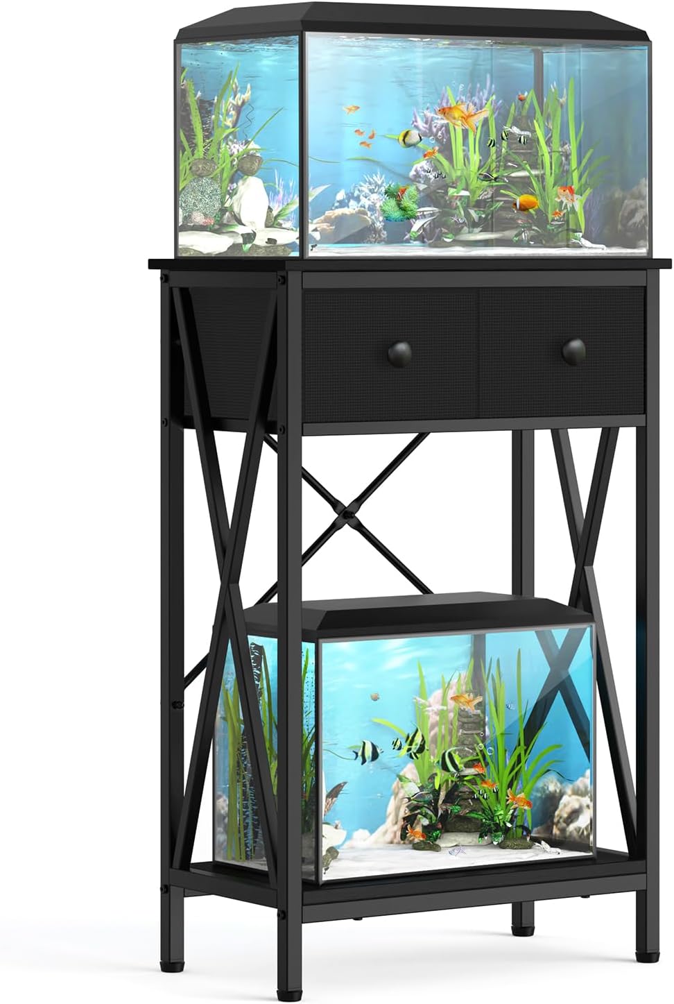 Fish Tank Stand for 5-10 Gallon Fish Tank: Aquarium Stand with Power Outlet - Metal 10 Gallon Tank