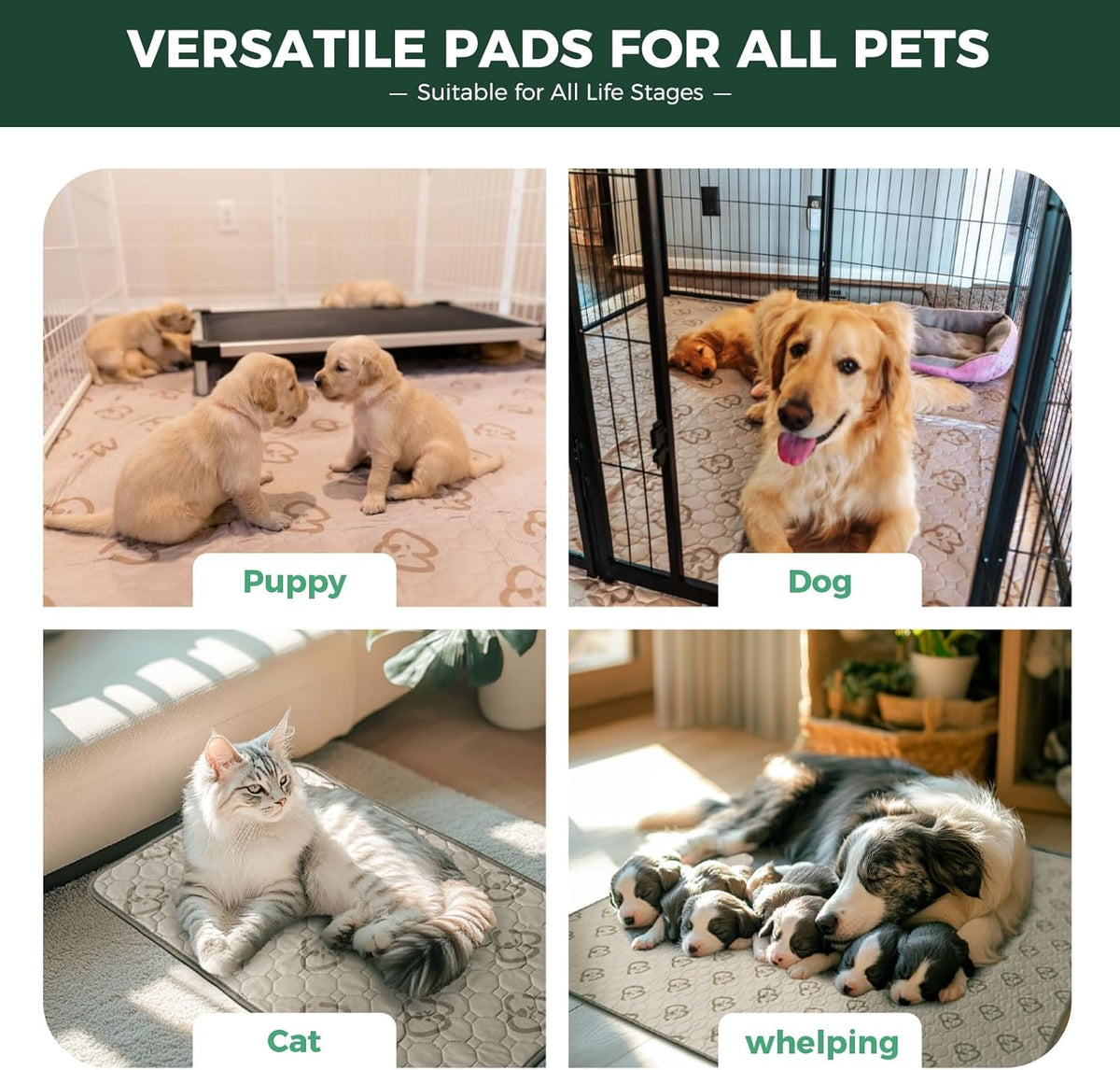 FXW Washable Pee Pads for Dogs, Puppy Pads with Super Absorbent, Specifically Designed for Whelping
