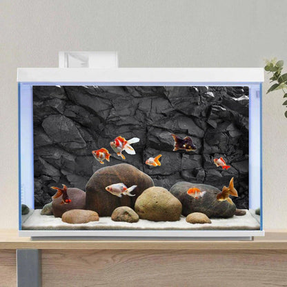 AWERT 48x24 inches Stone Aquarium Background Black Rock Fish Tank Background Rocky Terrarium