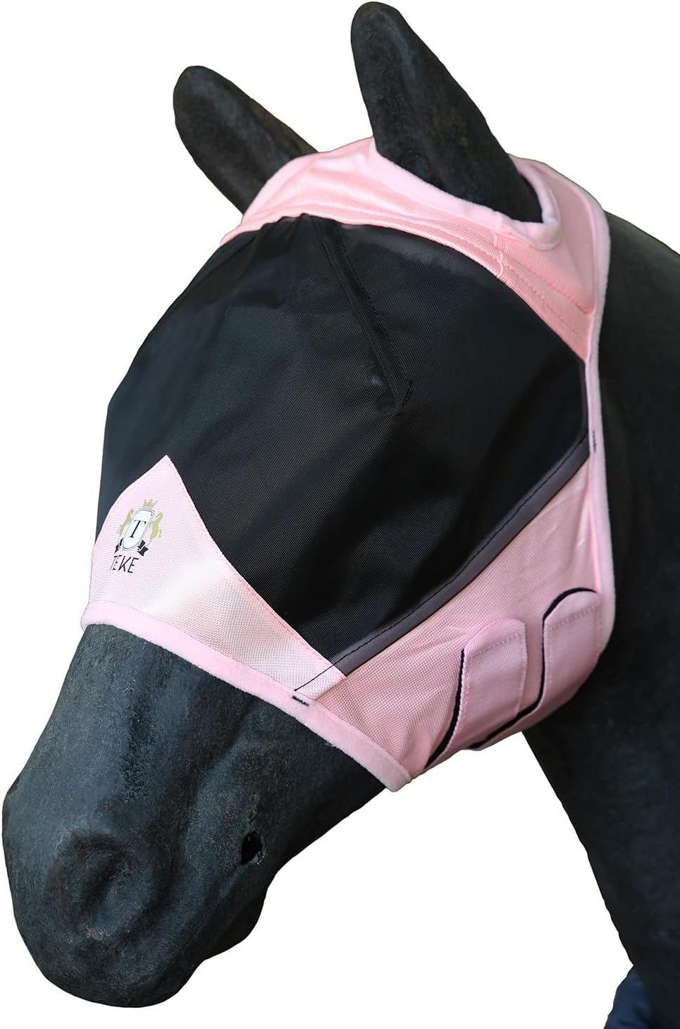 T TEKE Fine Mesh Horse Fly Mask w/No Ears, UV Blocking 3D Eye Visor with Extra Fleece Cushioned