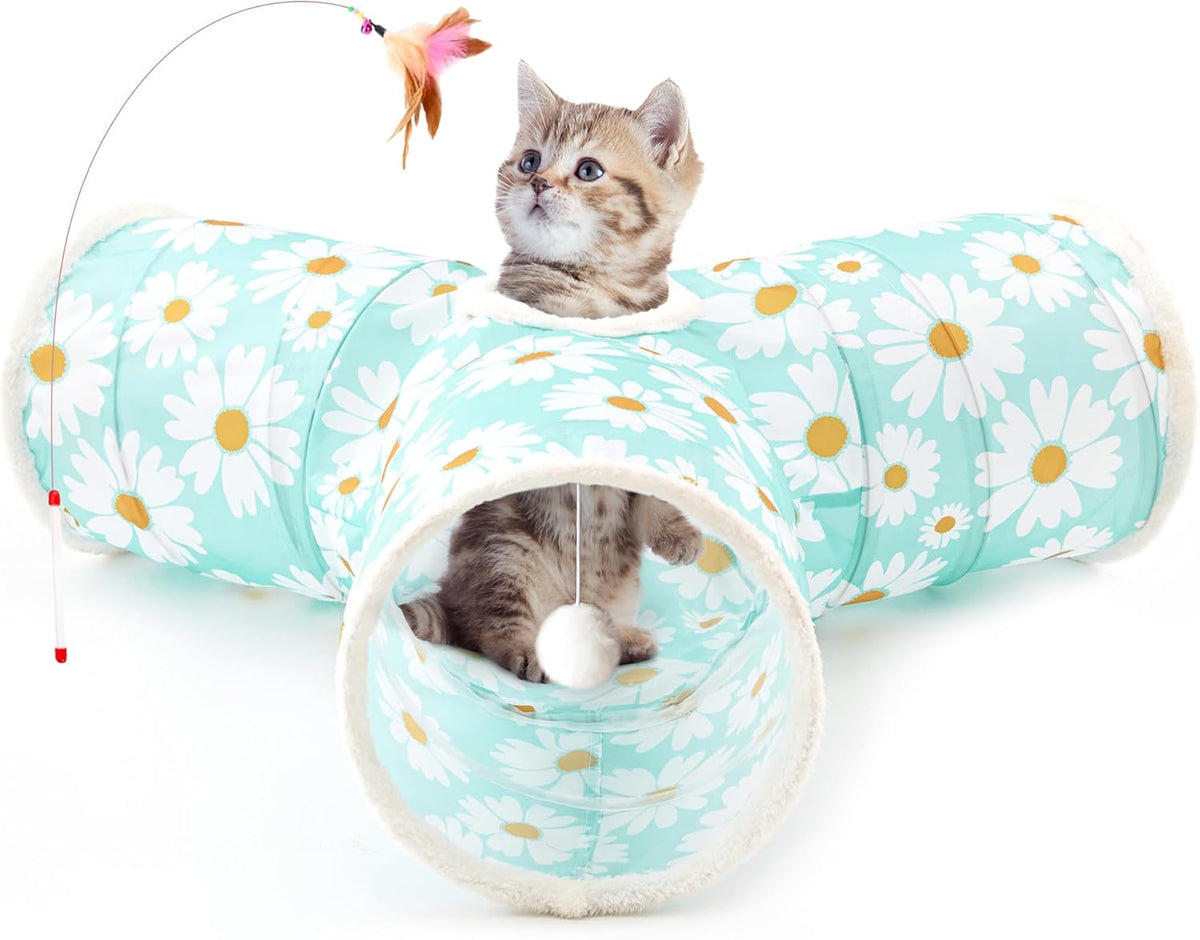 Tempcore Pet Cat Tunnel Tube Cat Toys 3 Way Collapsible, Cat Tunnels for Indoor Cats，Kitty Tunnel