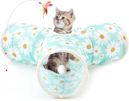 Tempcore Pet Cat Tunnel Tube Cat Toys 3 Way Collapsible, Cat Tunnels for Indoor Cats，Kitty Tunnel