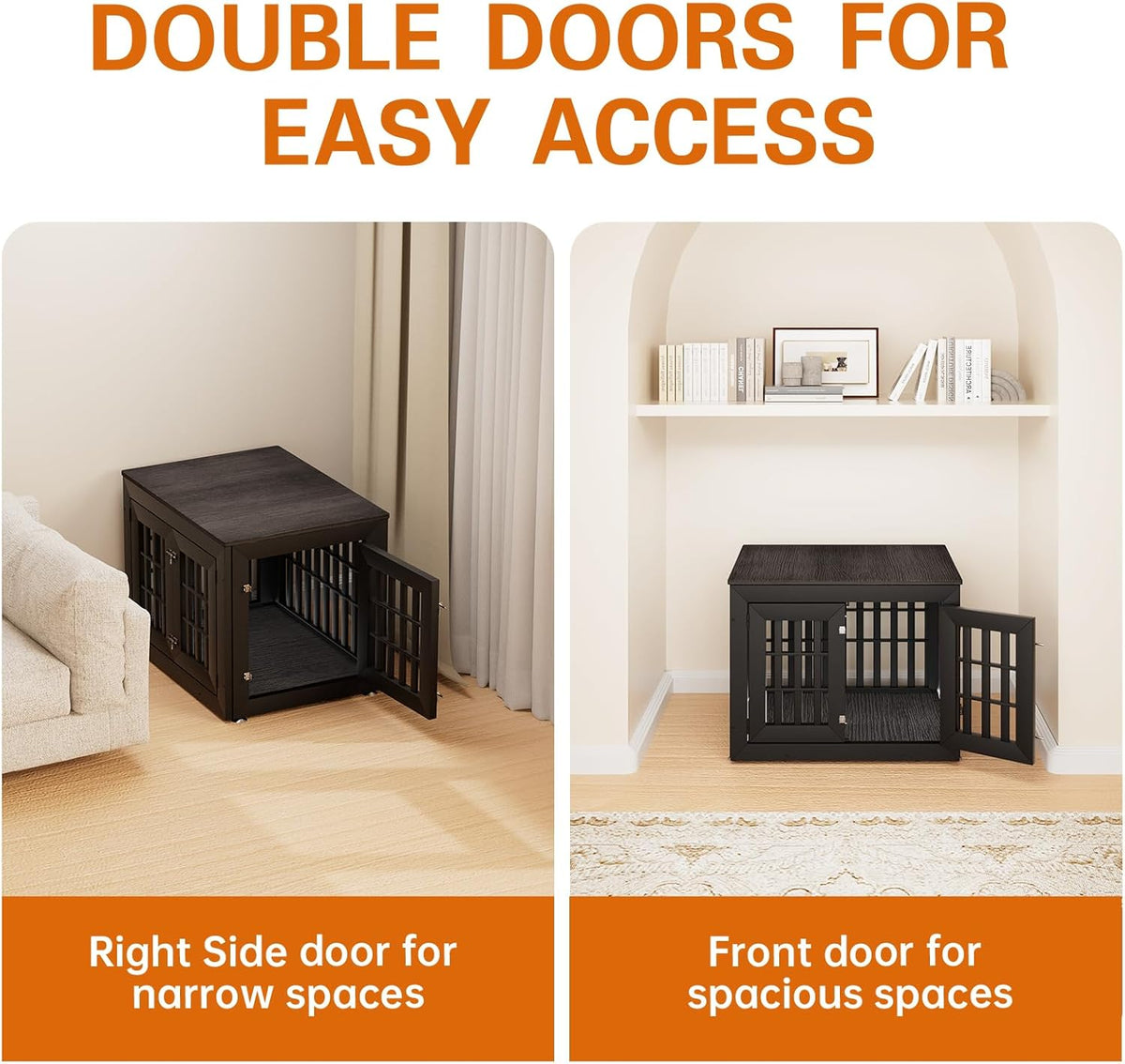 32" Heavy Duty Dog Crate Furniture for Small,Medium and Large Dogs,Rustic Wooden Dog Cage Kennel