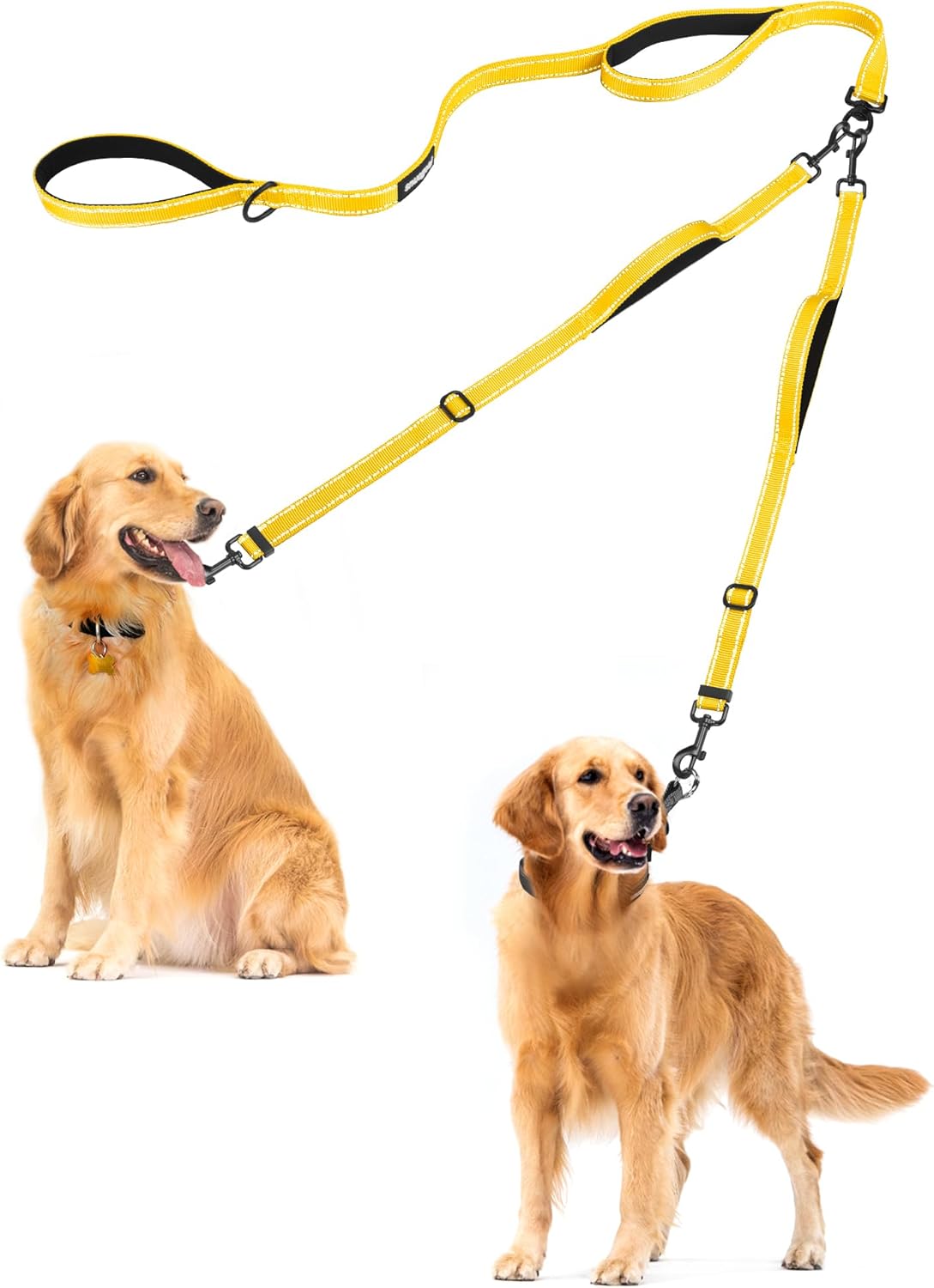 PetBonus Double Dog Leash, No Tangle Dual Leash, Reflective Walking Training Lead, 4 Comfortable