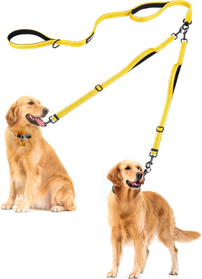 PetBonus Double Dog Leash, No Tangle Dual Leash, Reflective Walking Training Lead, 4 Comfortable