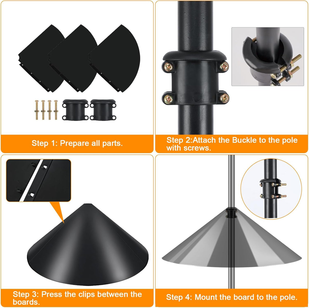FEED GARDEN 92 Inch Adjustable Shepherd Four Hooks with Squirrel Baffle Heavy Duty Garden Hooks