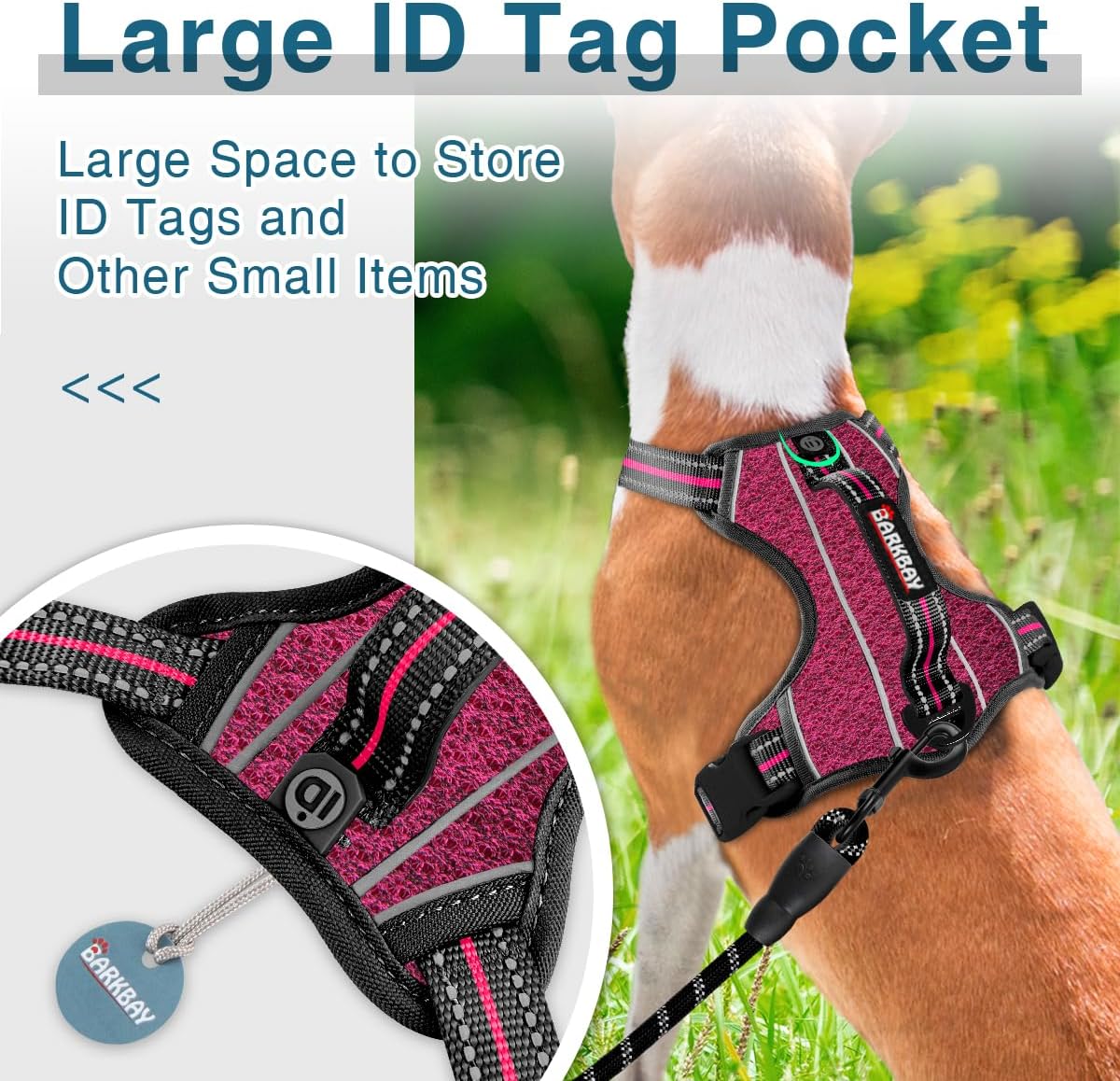 BARKBAY Dog Harness No Pull with ID Tag Pocket - Heavy Duty, Reflective, Easy Control for Large