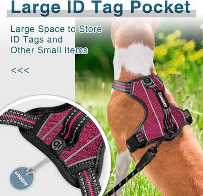 BARKBAY Dog Harness No Pull with ID Tag Pocket - Heavy Duty, Reflective, Easy Control for Large