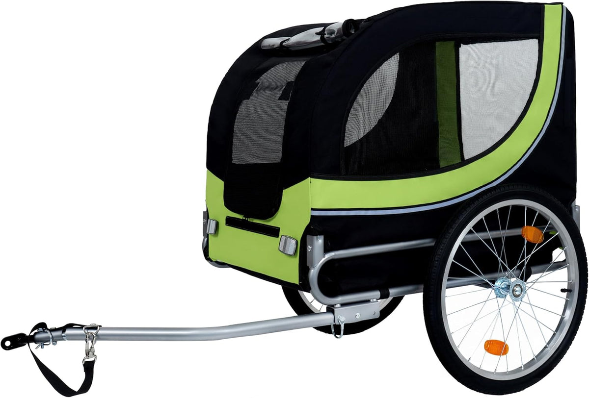Blue-Grey Large Folding Bike Trailer for Dogs – Heavy-Duty Steel Frame, 66LB Capacity Pet Carrier