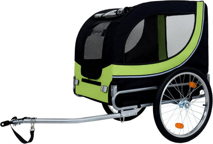 Blue-Grey Large Folding Bike Trailer for Dogs – Heavy-Duty Steel Frame, 66LB Capacity Pet Carrier