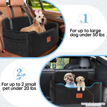 Dog Car Seat for Medium/Large Dogs,Dog Booster Seat for Dog Under 50lbs or 2 Small Dogs, Detachable