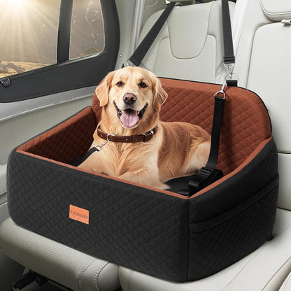 Dog Car Seat for Large Medium Dogs, Pet Car Seat Under 55 lbs or 2 Puppies, Removable Washable Pets