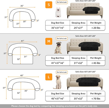 GGIB Calming Dog Bed Fluffy Plush Dog Mat for Furniture Protector with Removable Washable Cover for