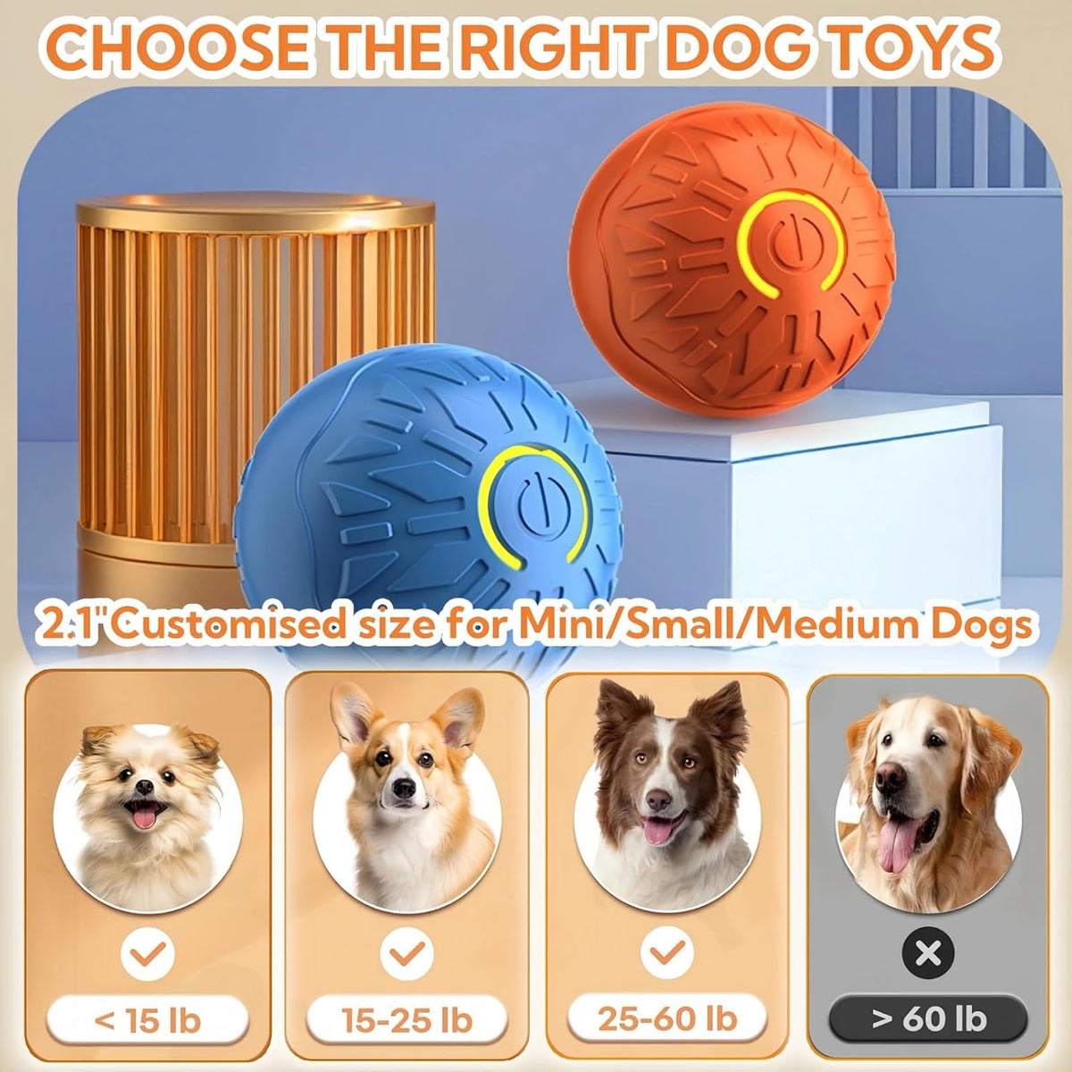 2025 New Interactive Dog Toys Dog Balls,Durable Motion Activated Automatic Rolling Ball Toys