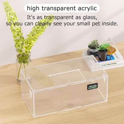 Acrylic Tarantula Enclosure, Reptile Terrarium Breeding Tank w/Temperature Hygrometer,Habitat