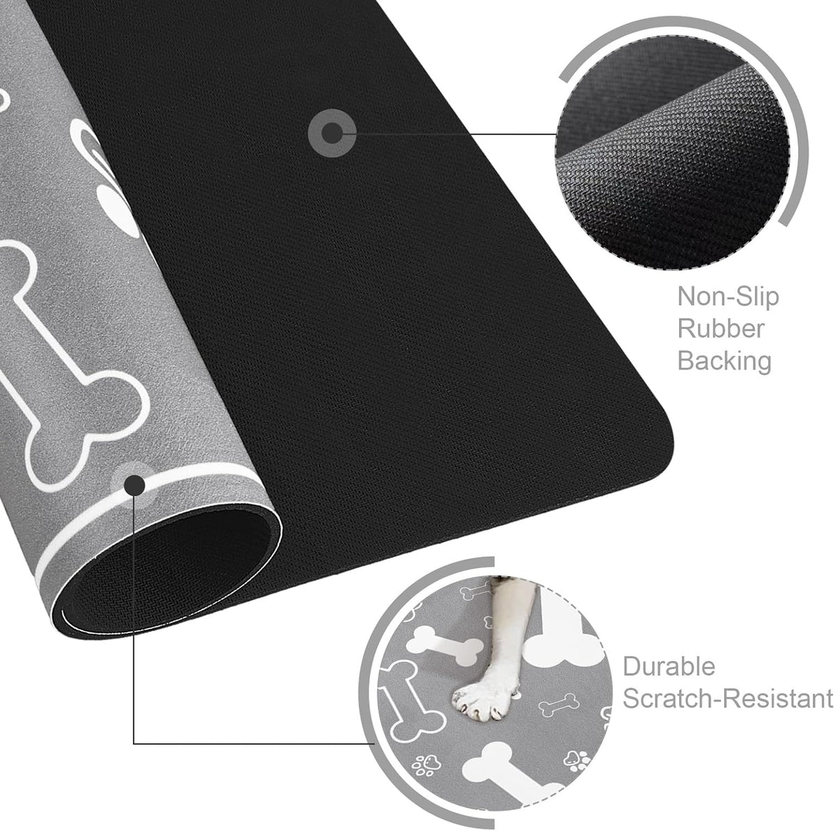 Pet Feeding Mat,Rapid Absorbent Mats for Dog Cat Food, Dog Placemat Water Bowl Mat with Rubber